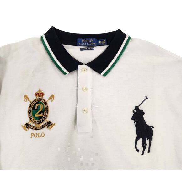 Polo Ralph Lauren Big Pony Crest Custom Fit XXL White Short Sleeves blue green - Picture 2 of 8